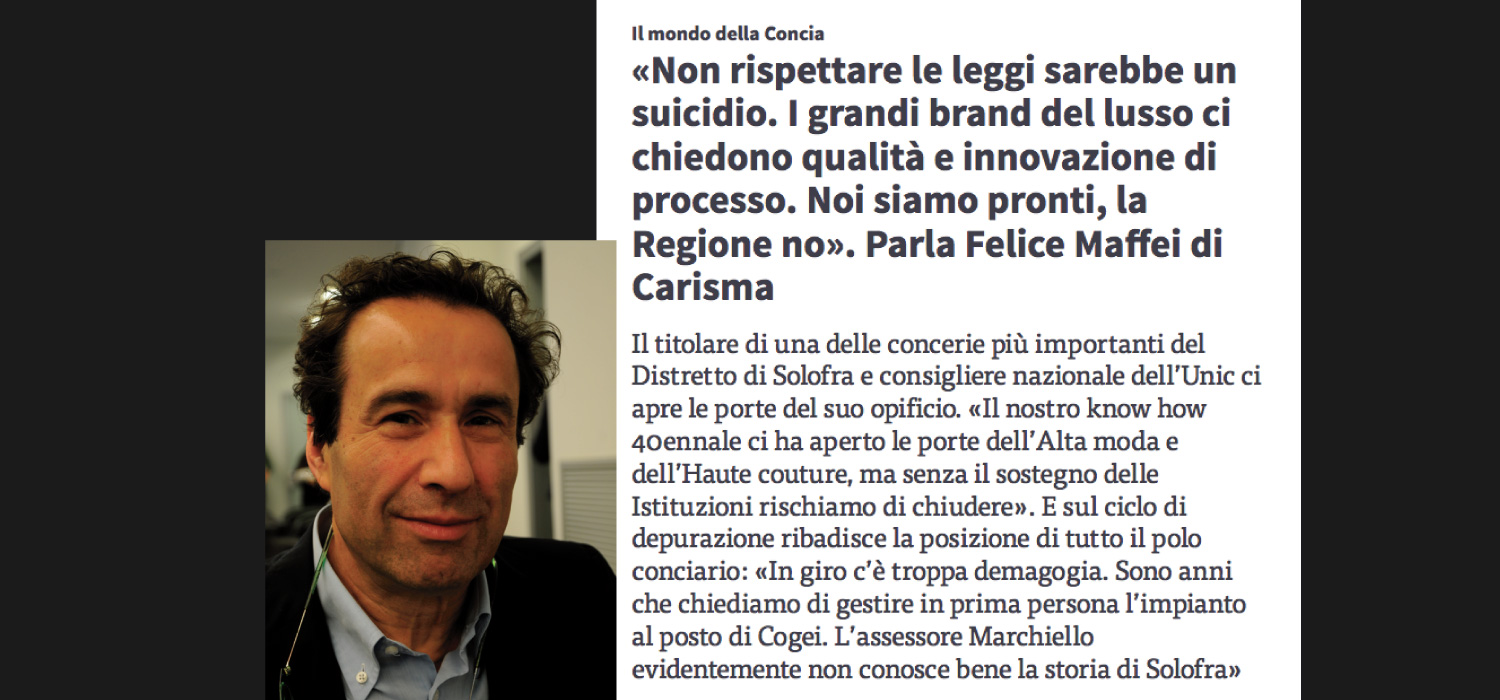 Depurazione, Maffei (Carisma): “Solofra è pronta, la Regione no” | LaConceria | Il portale dell'area pelle - laconceria.it