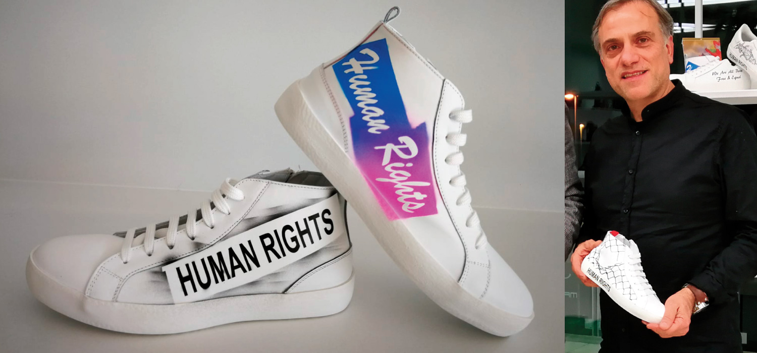Marco Massetti, l'ONU e la sneaker in pelle per i diritti umani |  LaConceria | Il portale dell'area pelle